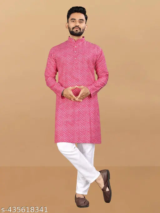 Men's Cotton Solid Kurta Pyajama Set