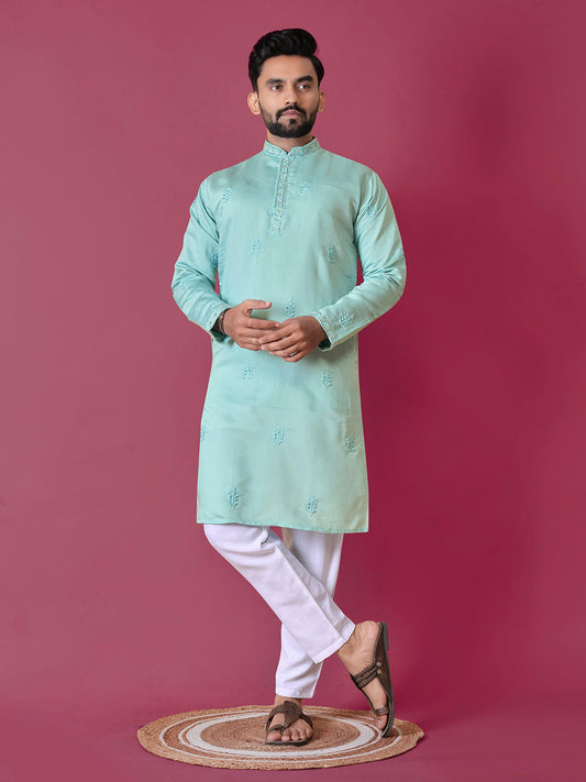 Men's Jacquard Solid Kurta Pyajama Set