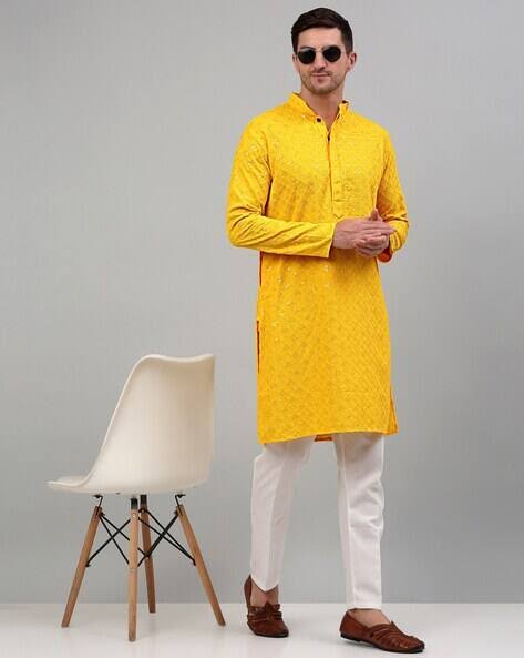 Men's Jacquard Solid Kurta Pyajama Set