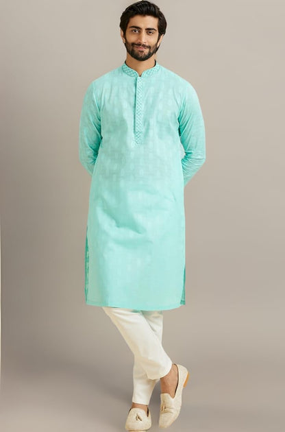 Men's Jacquard Solid Kurta Pyajama Set